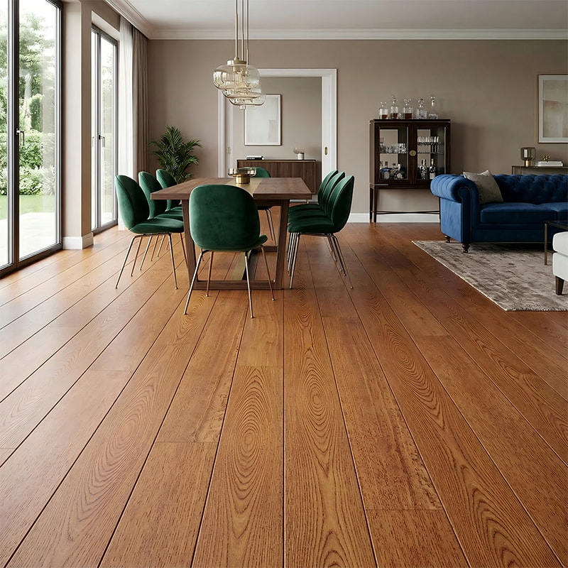 Vit Ash Wood Vintage Brown Distressed massivt trägolv