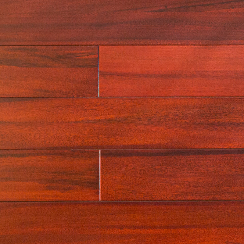 Padauk Djuprödbrun Högglans massivt trägolv