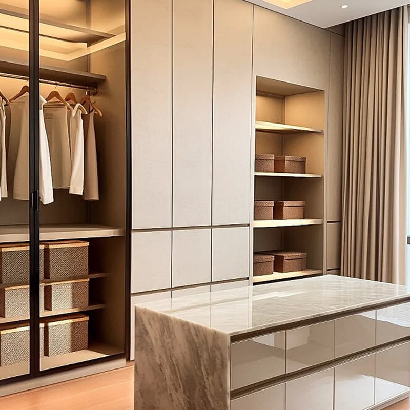 Louvren Minimalistiskt upplyst faner walk-in closet